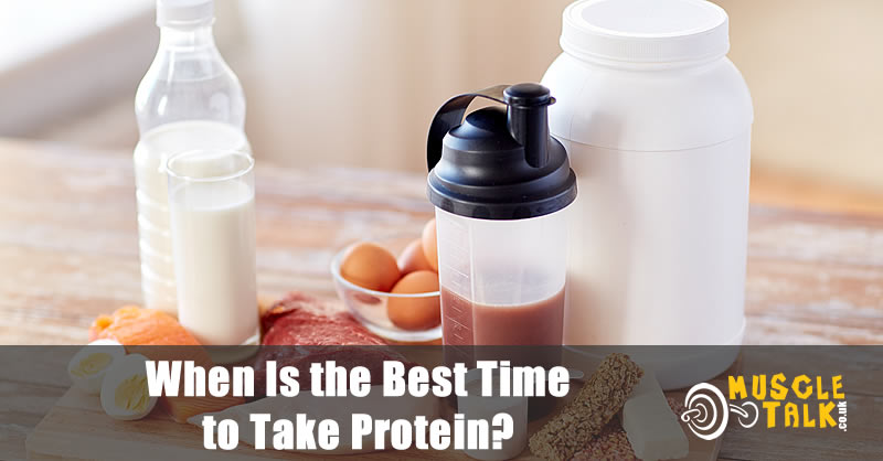 Selection of protein foods including protein shake