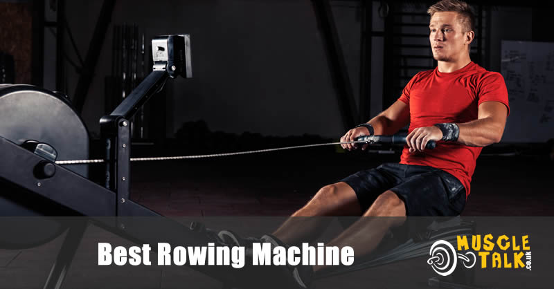 Man using a rowing machine to keep fit