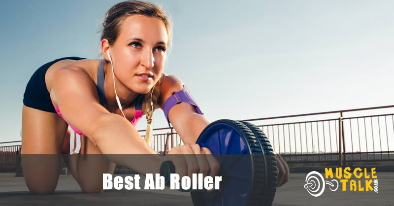 Girl exercising using an ab roller wheel