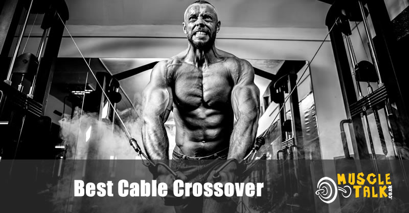 Man exercising chest using a cable crossover machine