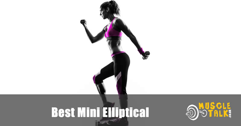Woman using a mini elliptical to get fit