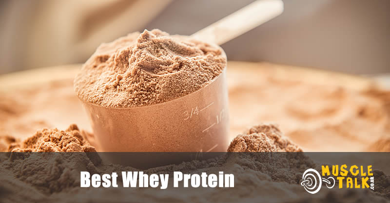 whey protein powder with scoop