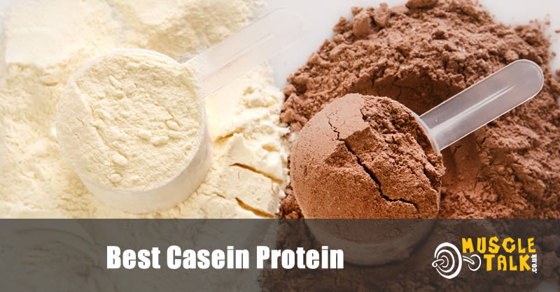 Casein protein powder with scoops
