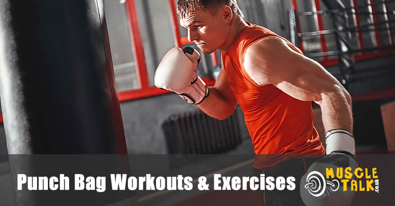 Man doing intense workout on a punch bag