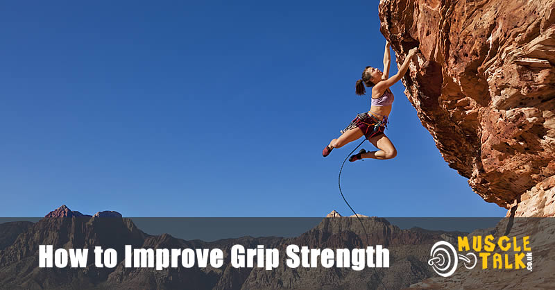 Rock climber hanging with very good grip