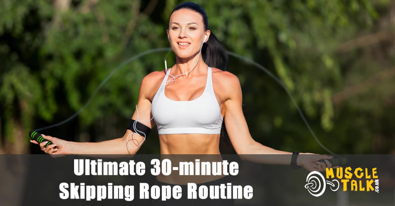 Woman skipping outside doing an intense routine