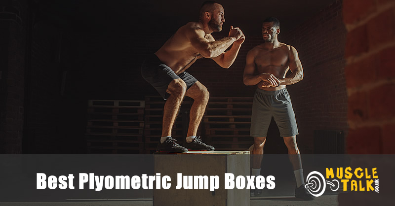 man using a plyometric jump box