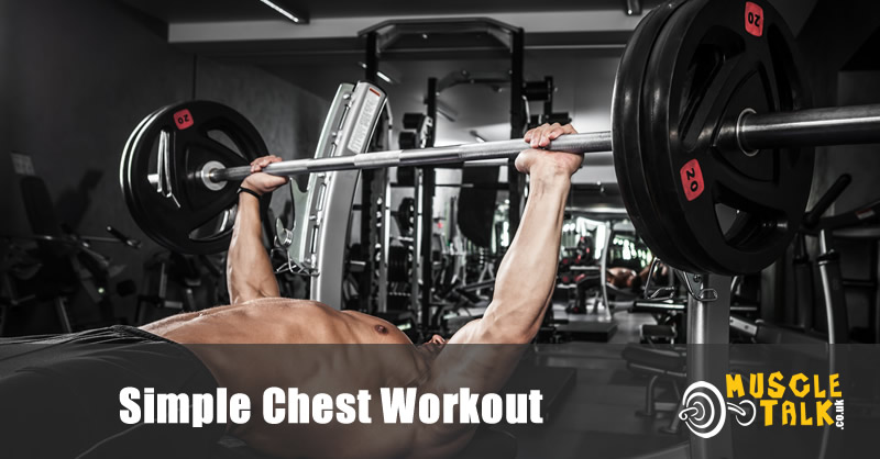 performing bench press as part of a simple chest workout routine